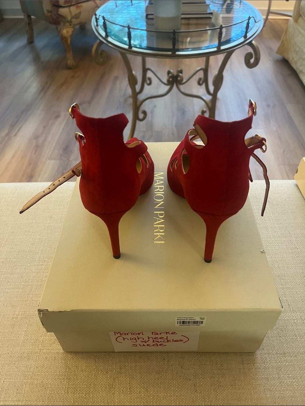 Marion Parke Mitchell Suede Heels in Classic Red - Picture 8 of 14